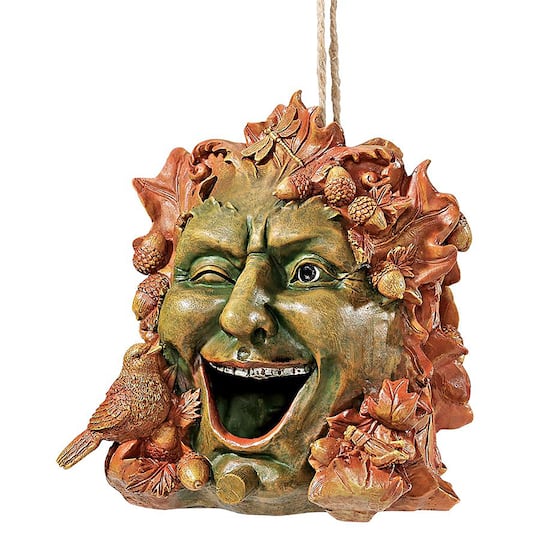 Design Toscano Laughing Green Man Bird House Hanging Statue